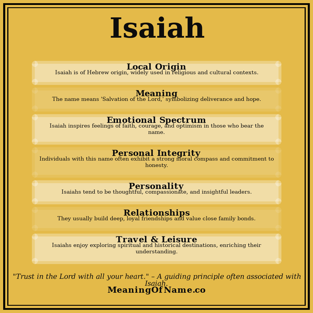 Isaiah name meaning poster