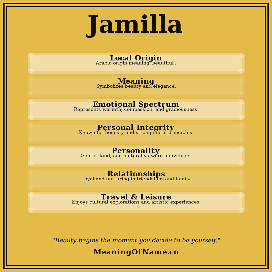 Jamilla name meaning poster
