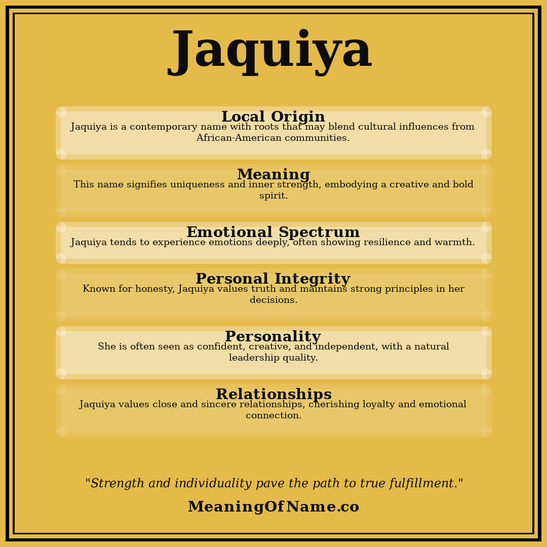 Jaquiya name meaning poster