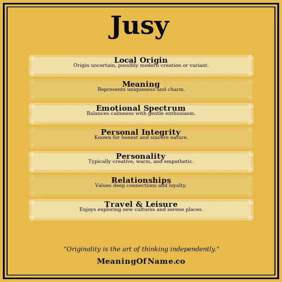 Jusy name meaning poster
