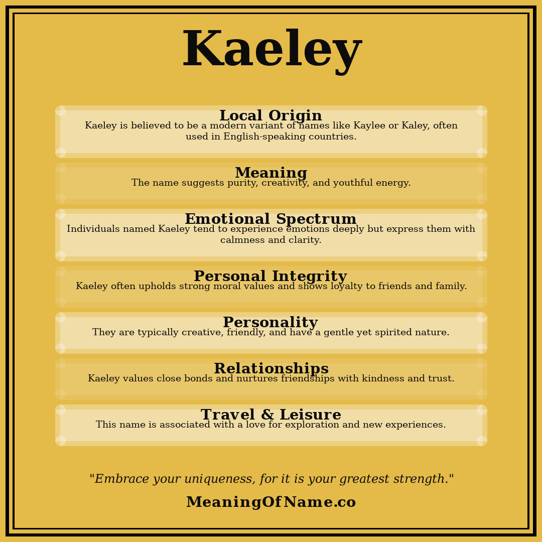 Kaeley name meaning poster