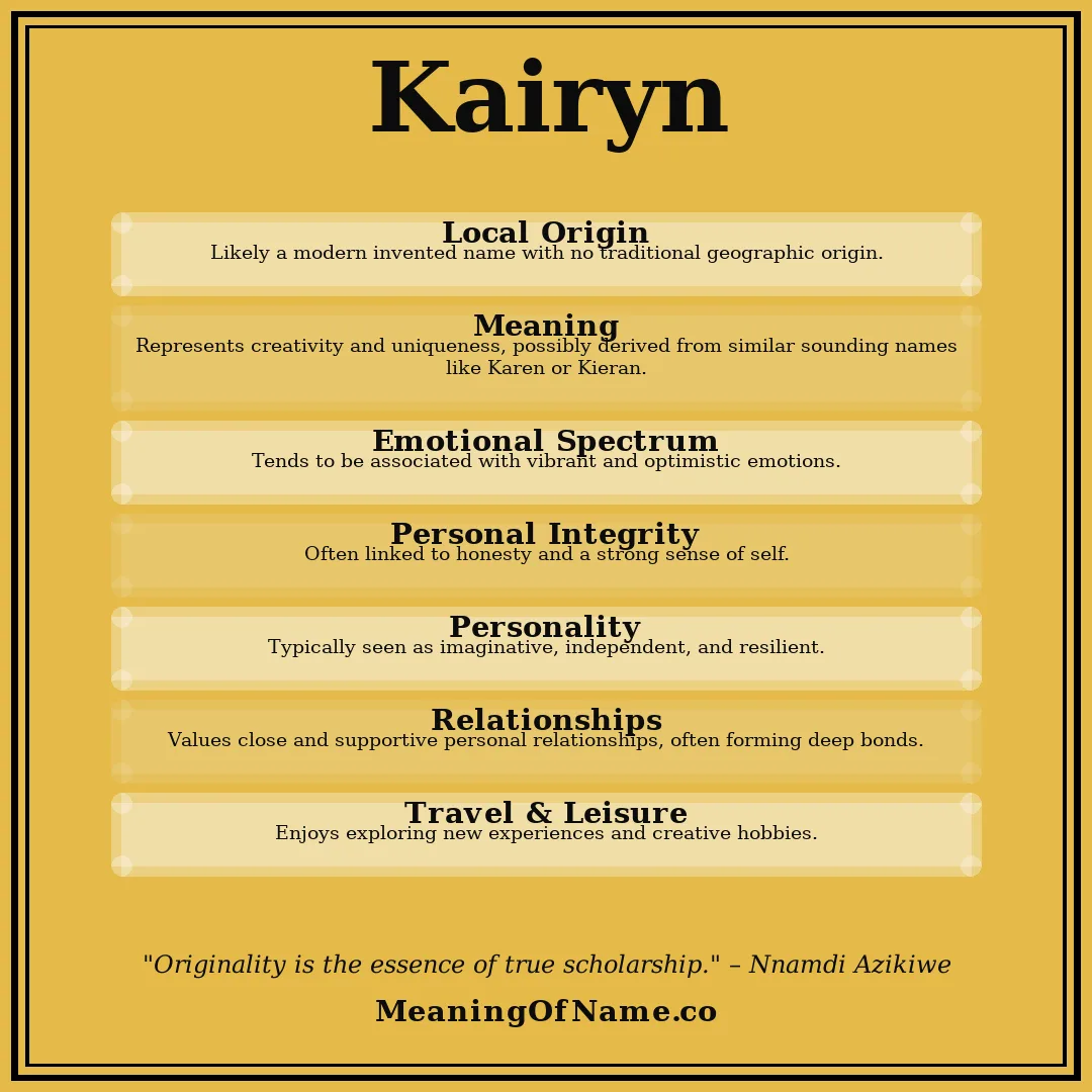 Kairyn name meaning poster