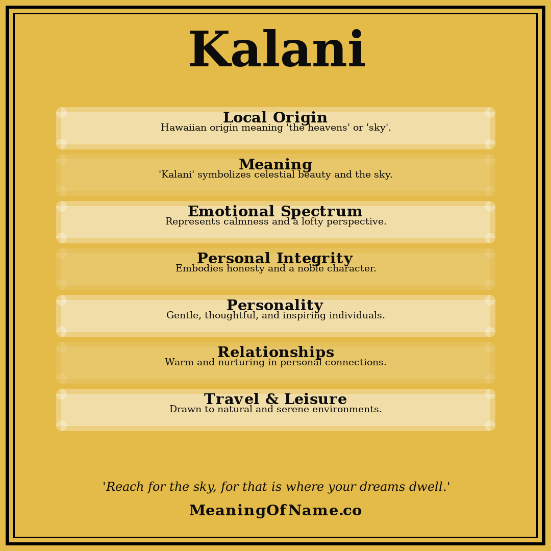 Kalani name meaning poster