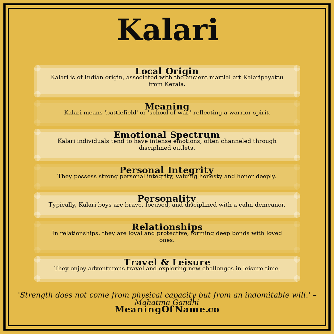 Kalari name meaning poster