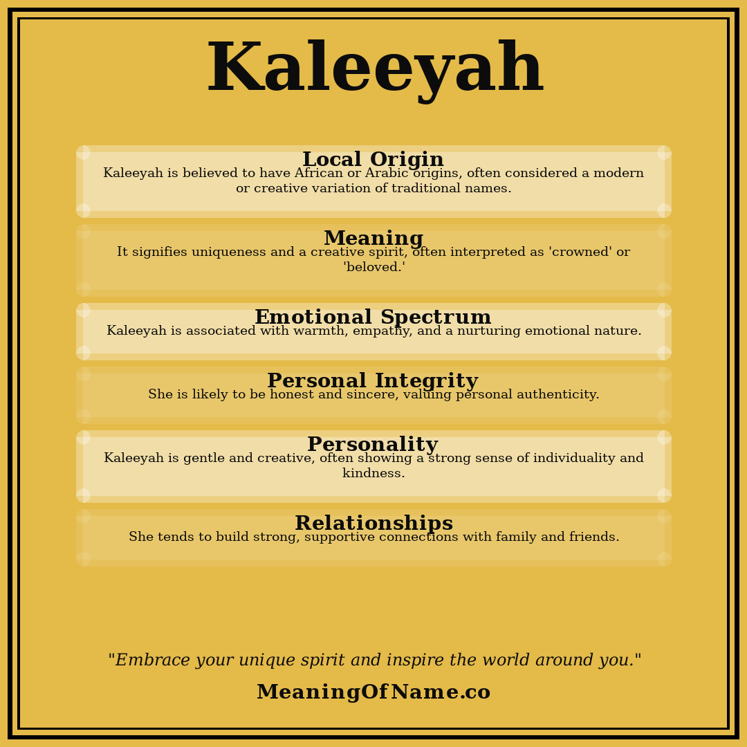 Kaleeyah name meaning poster