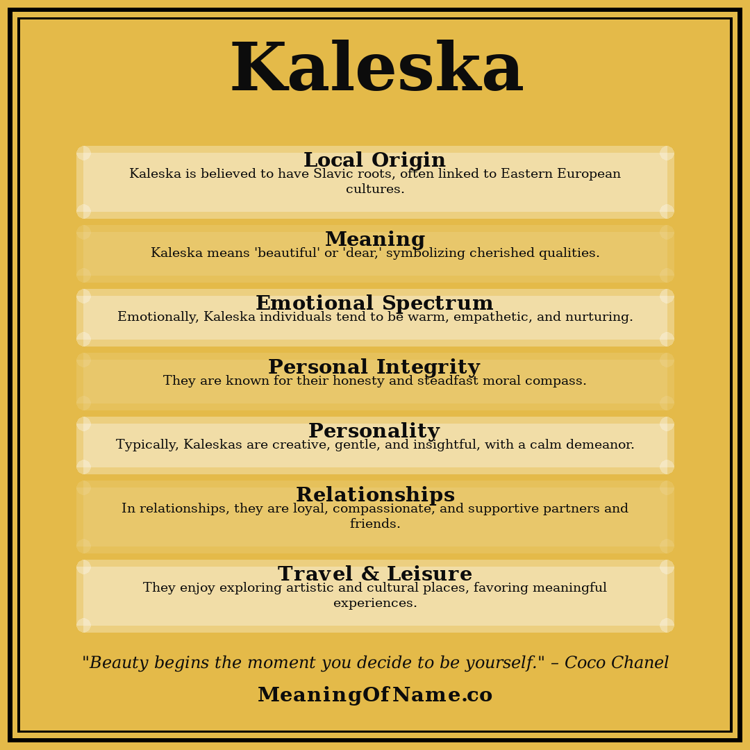 Kaleska name meaning poster
