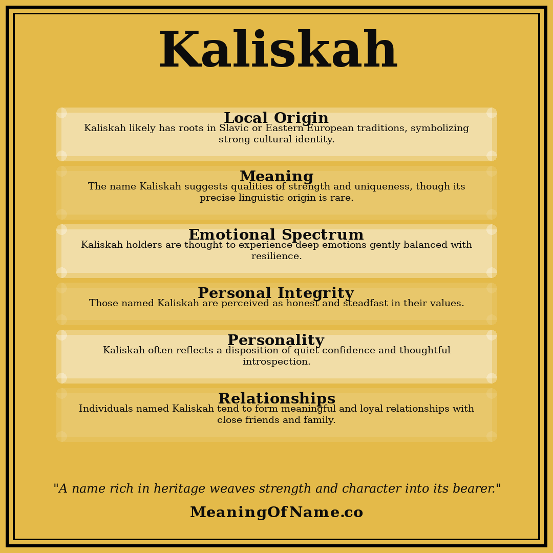 Kaliskah name meaning poster