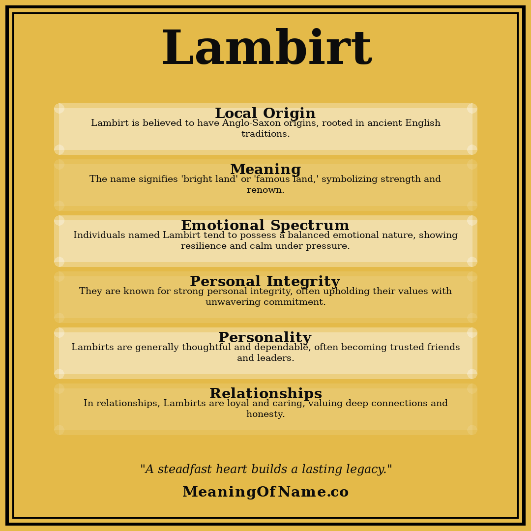 Lambirt name meaning poster