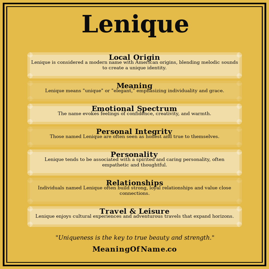 Lenique name meaning poster