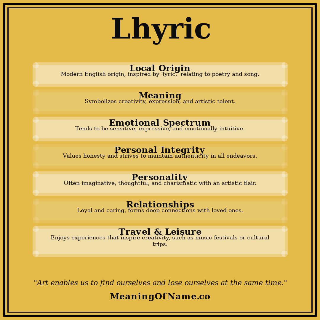 Lhyric name meaning poster