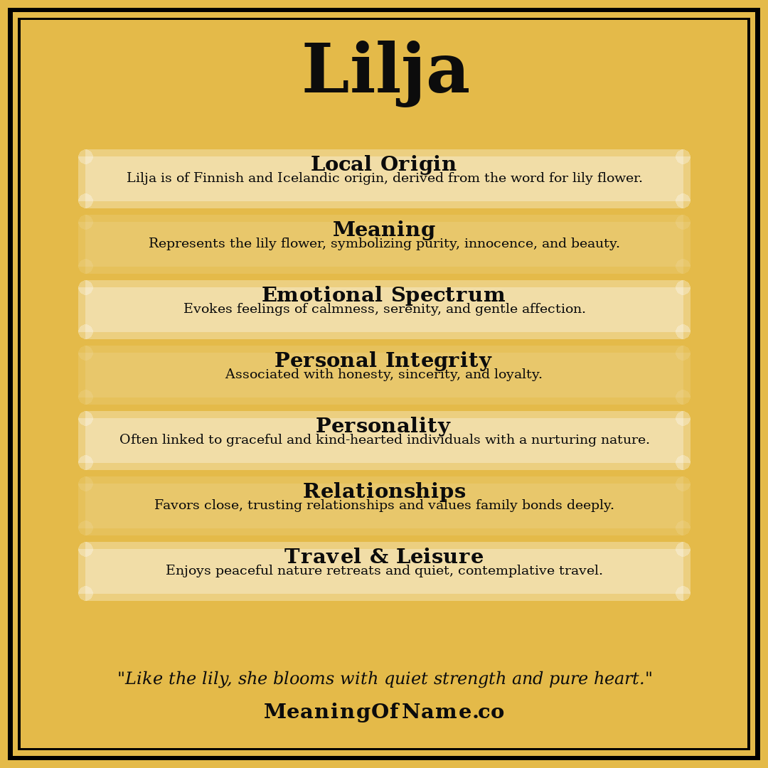 Lilja name meaning poster
