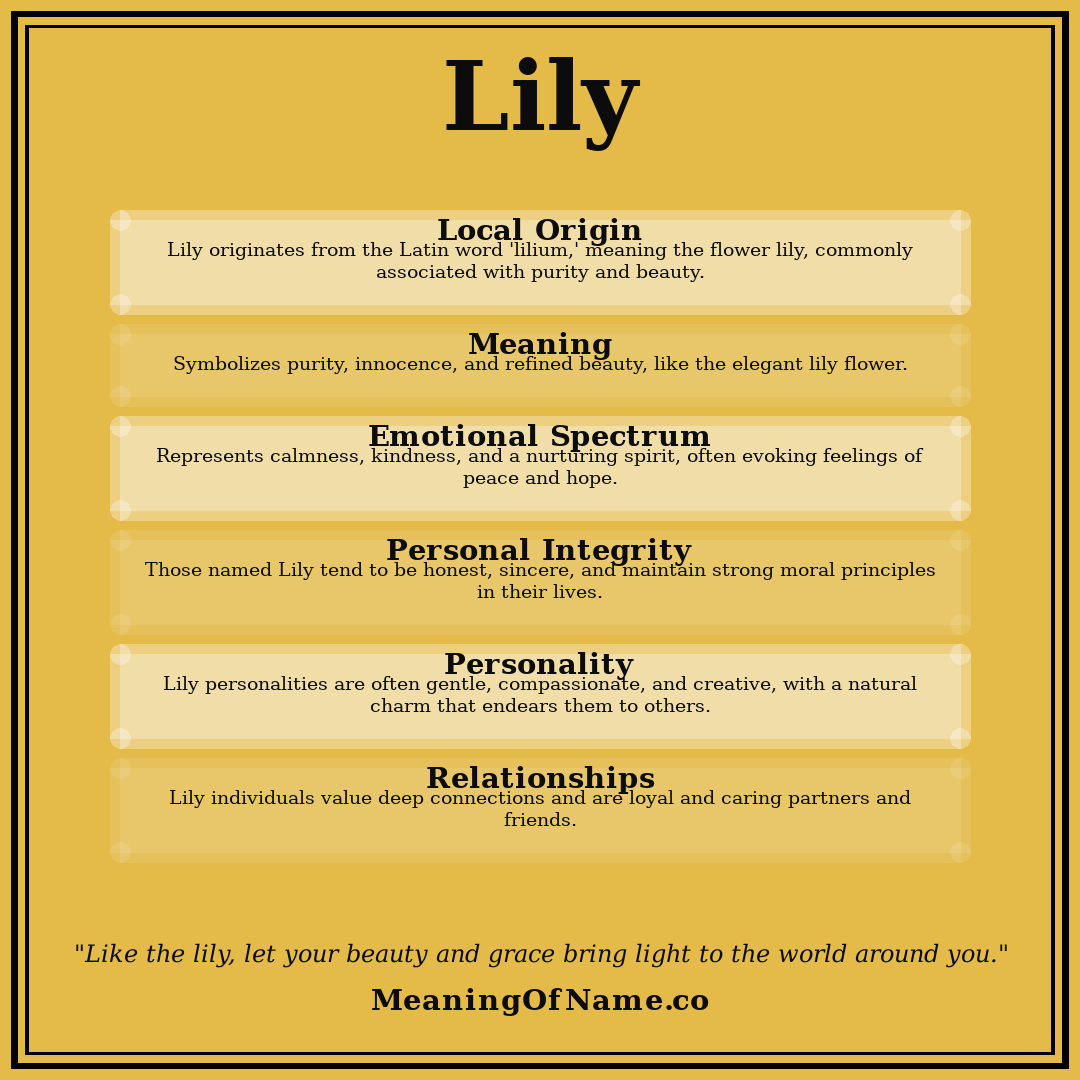 Lily name meaning poster