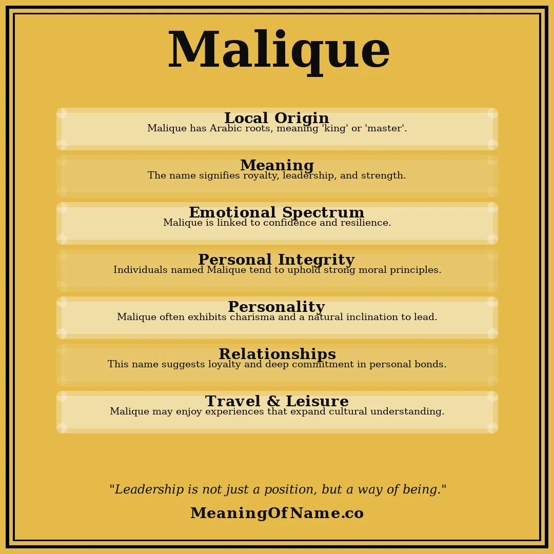 Malique name meaning poster