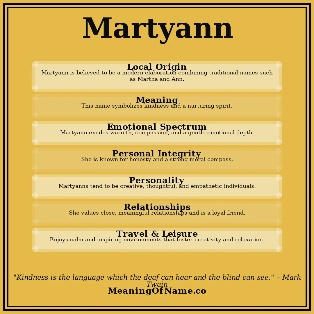 Martyann name meaning poster