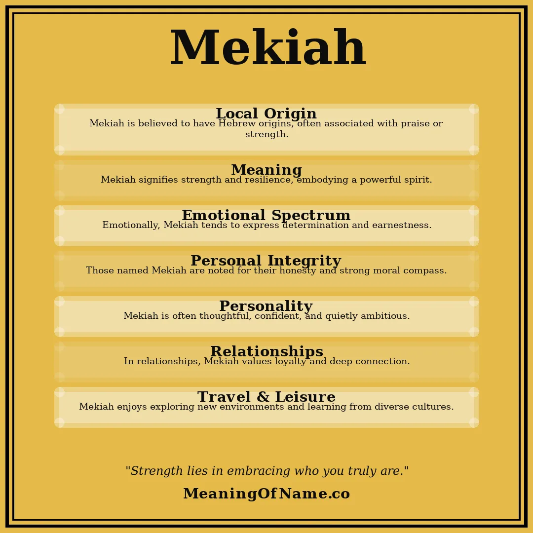 Mekiah name meaning poster