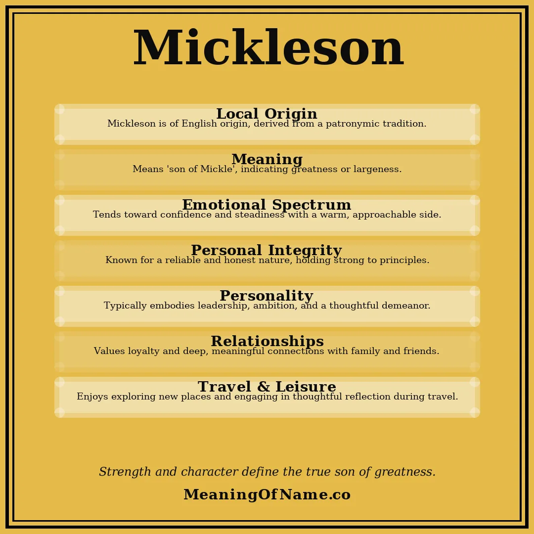 Mickleson name meaning poster