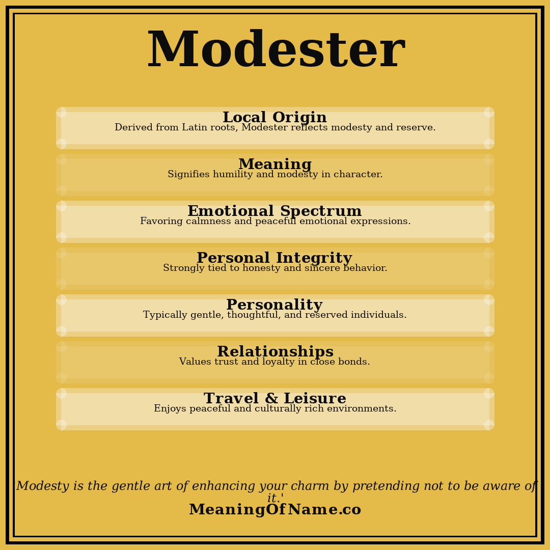 Modester name meaning poster