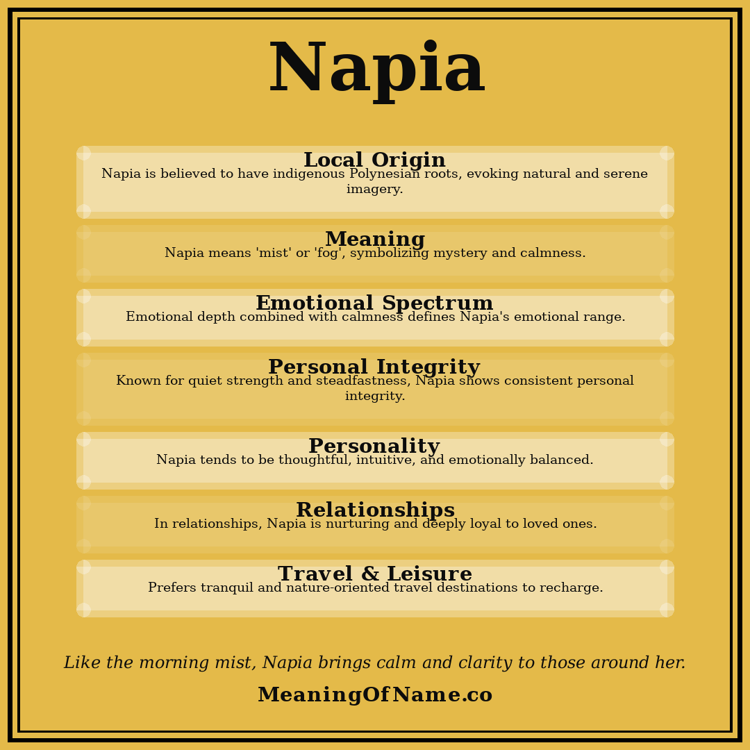 Napia name meaning poster