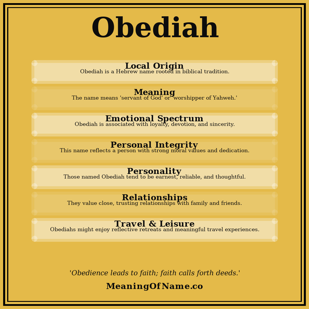 Obediah name meaning poster