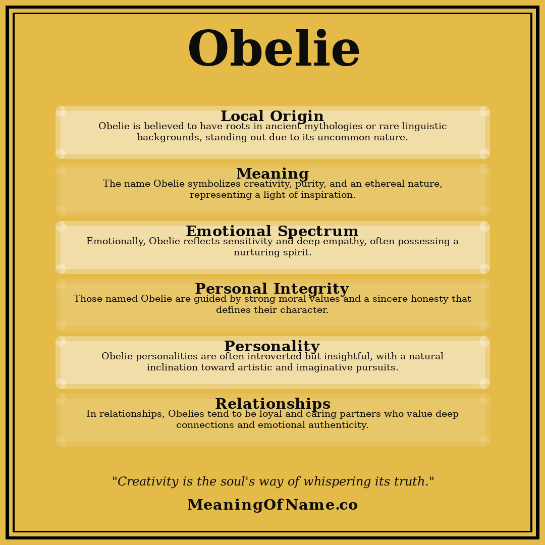 Obelie name meaning poster