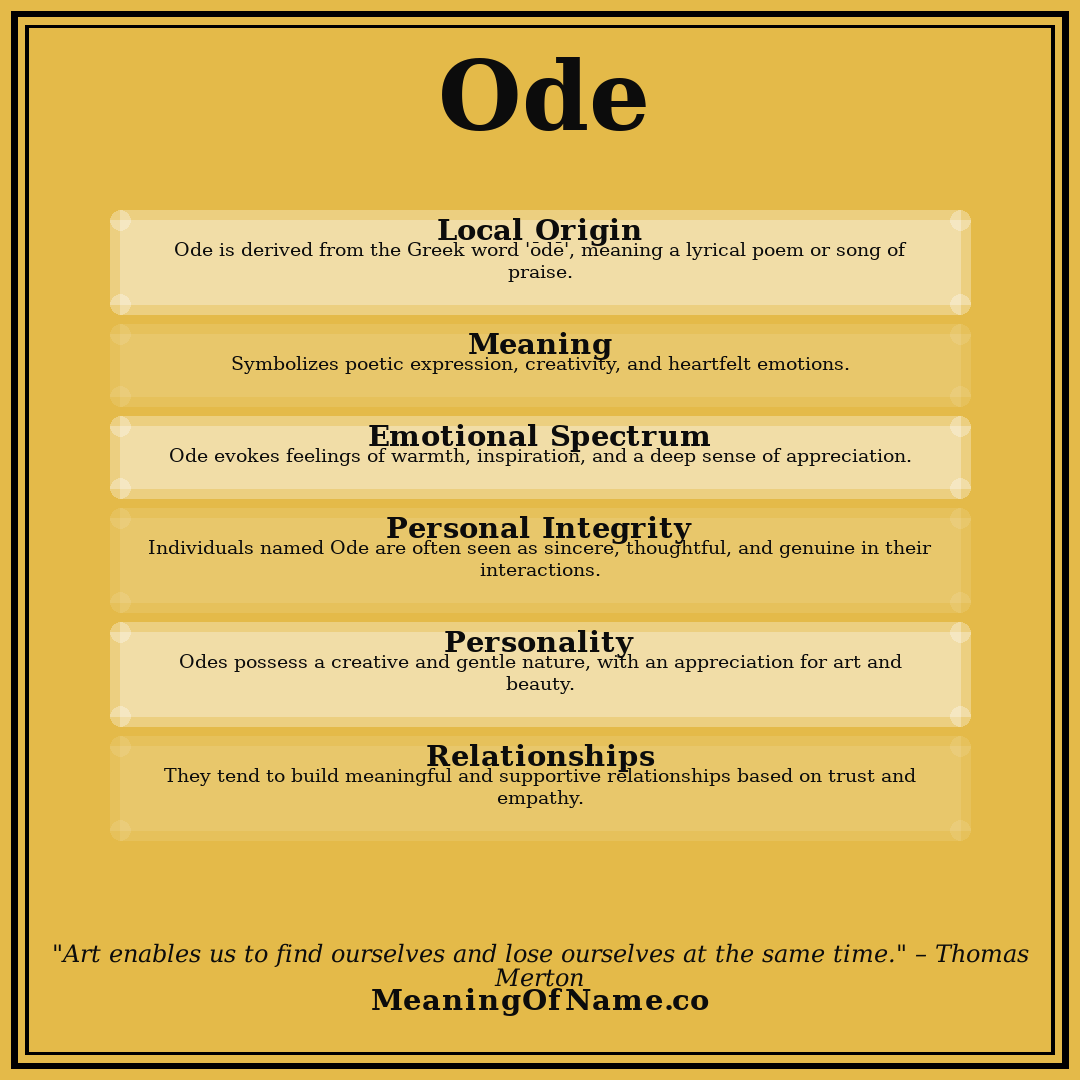 Ode name meaning poster