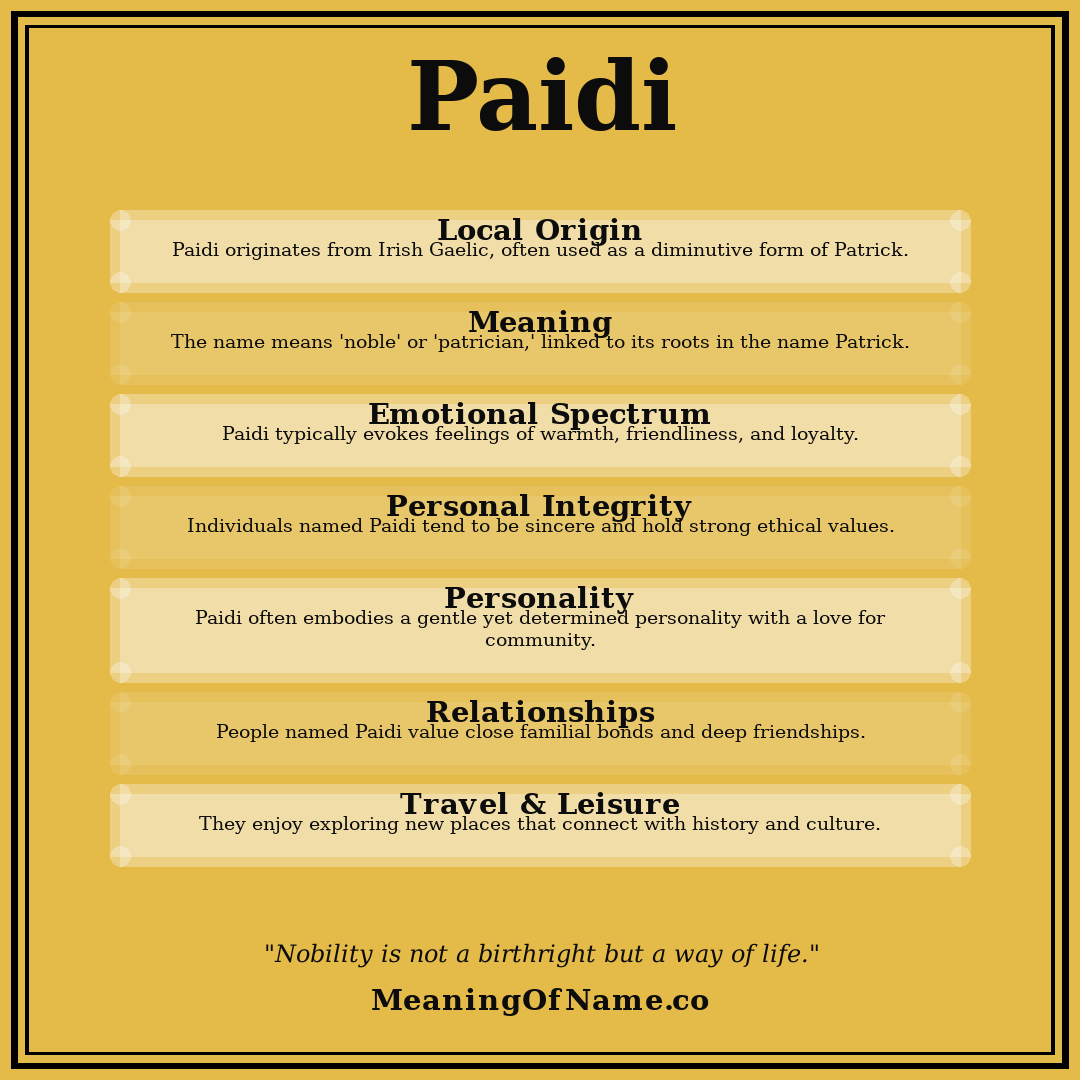 Paidi name meaning poster