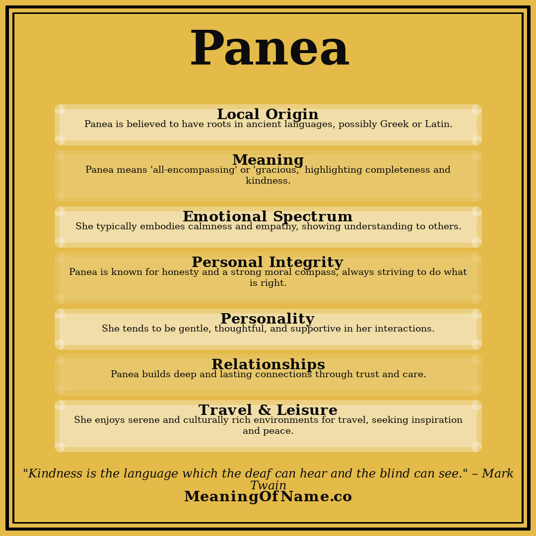 Panea name meaning poster