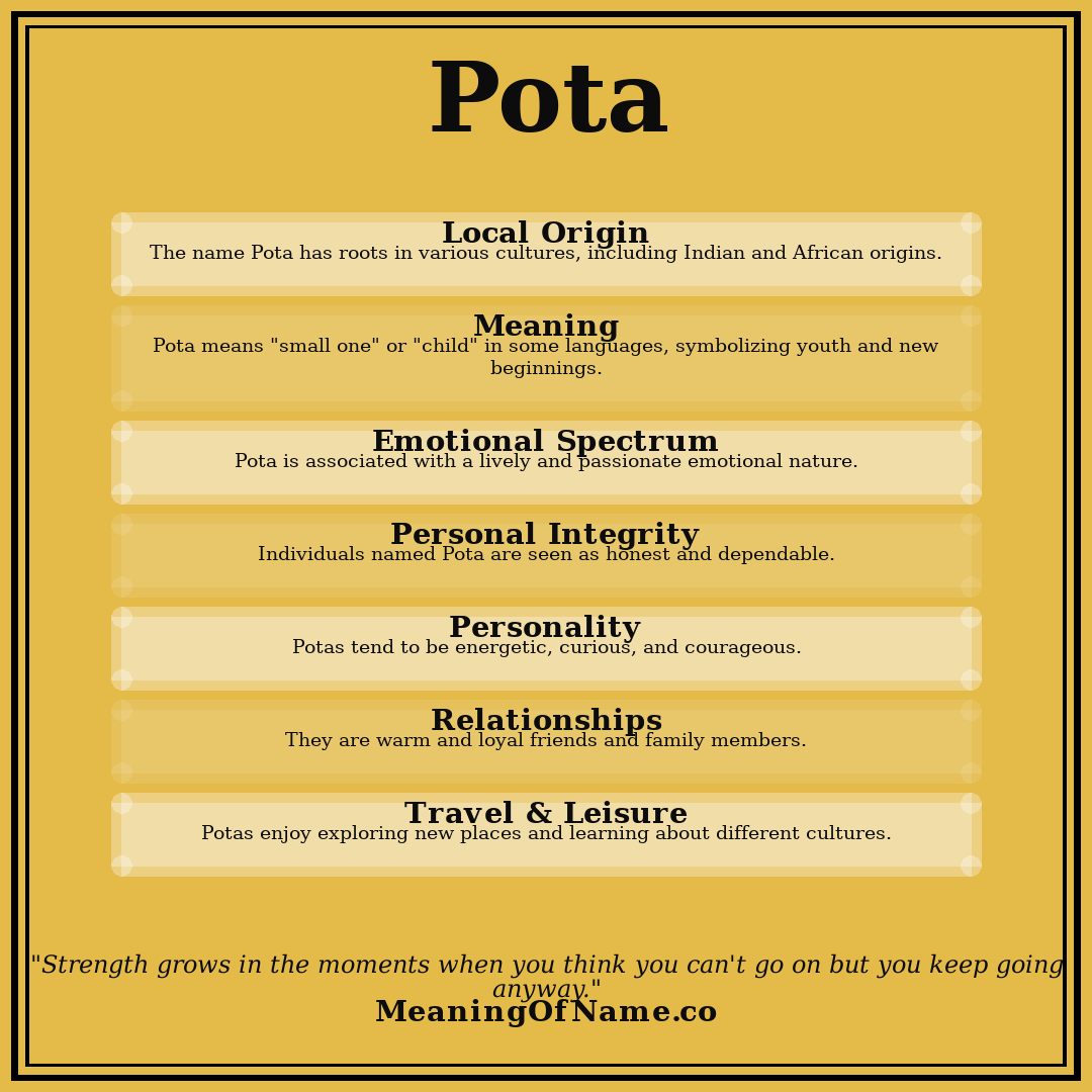 Pota name meaning poster