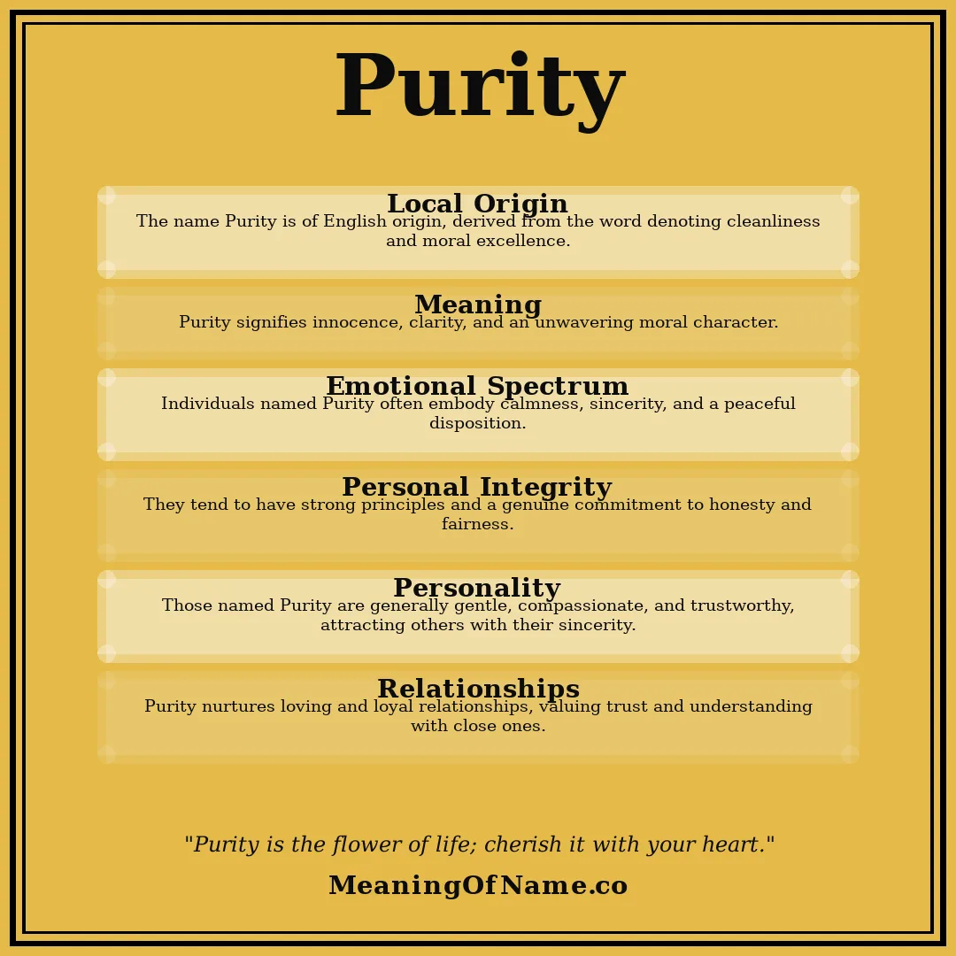 Purity name meaning poster
