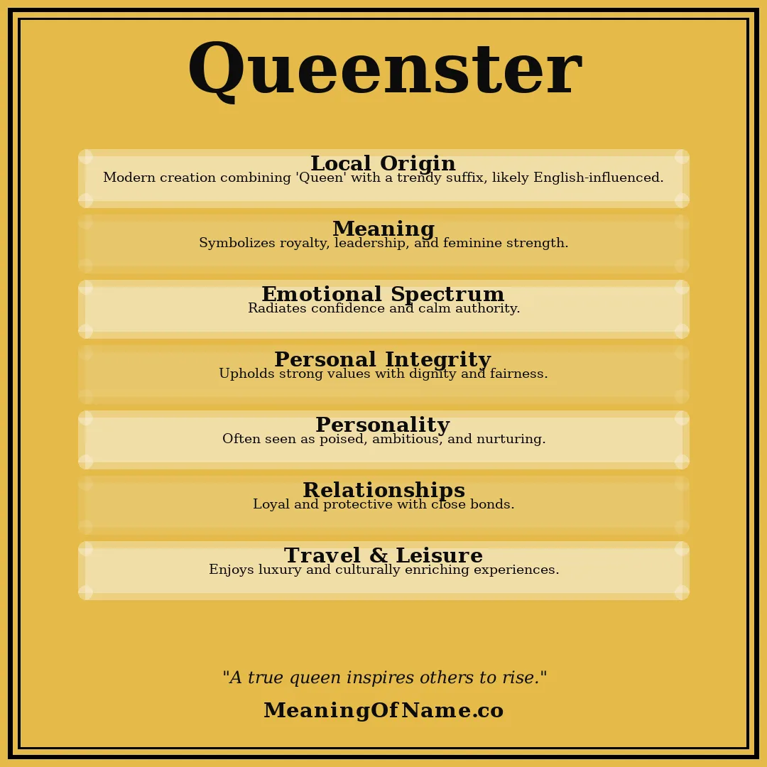 Queenster name meaning poster