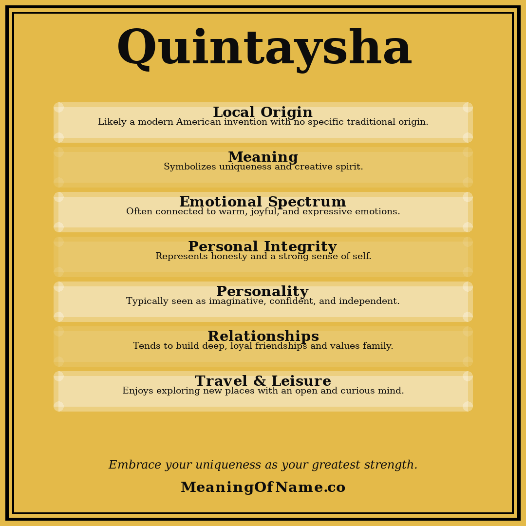 Quintaysha name meaning poster