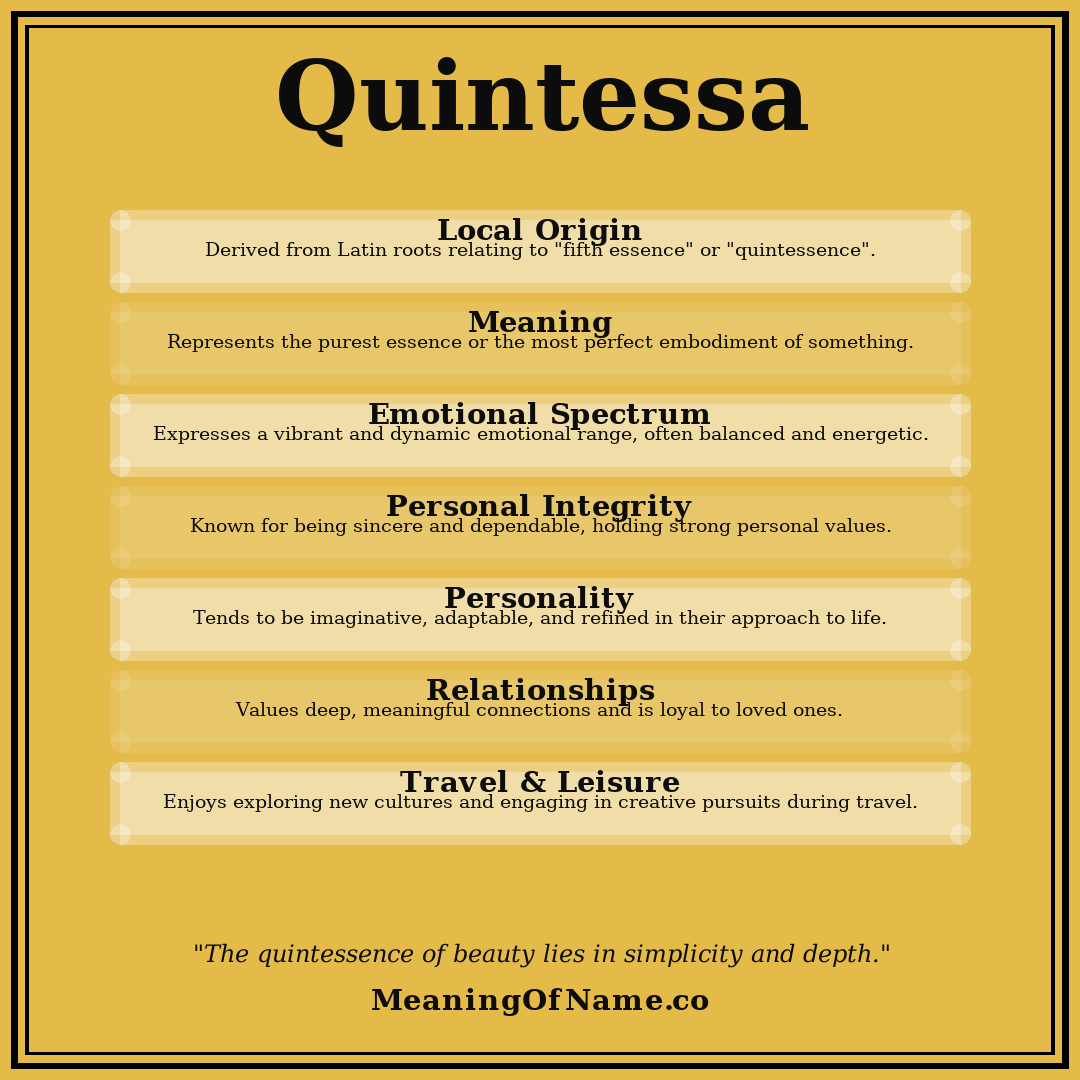 Quintessa name meaning poster