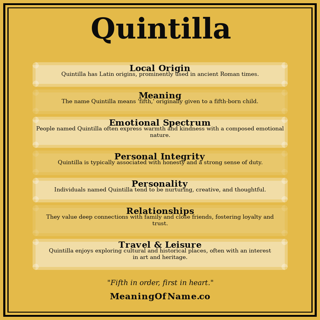 Quintilla name meaning poster