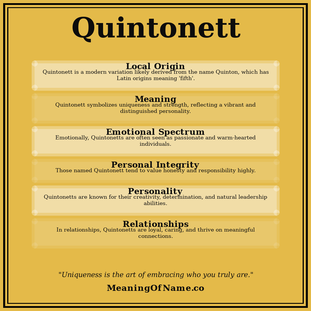 Quintonett name meaning poster