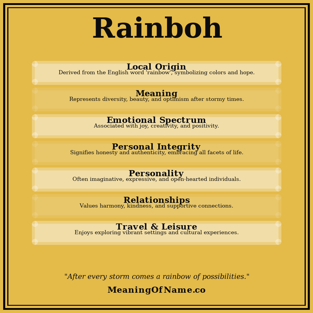 Rainboh name meaning poster