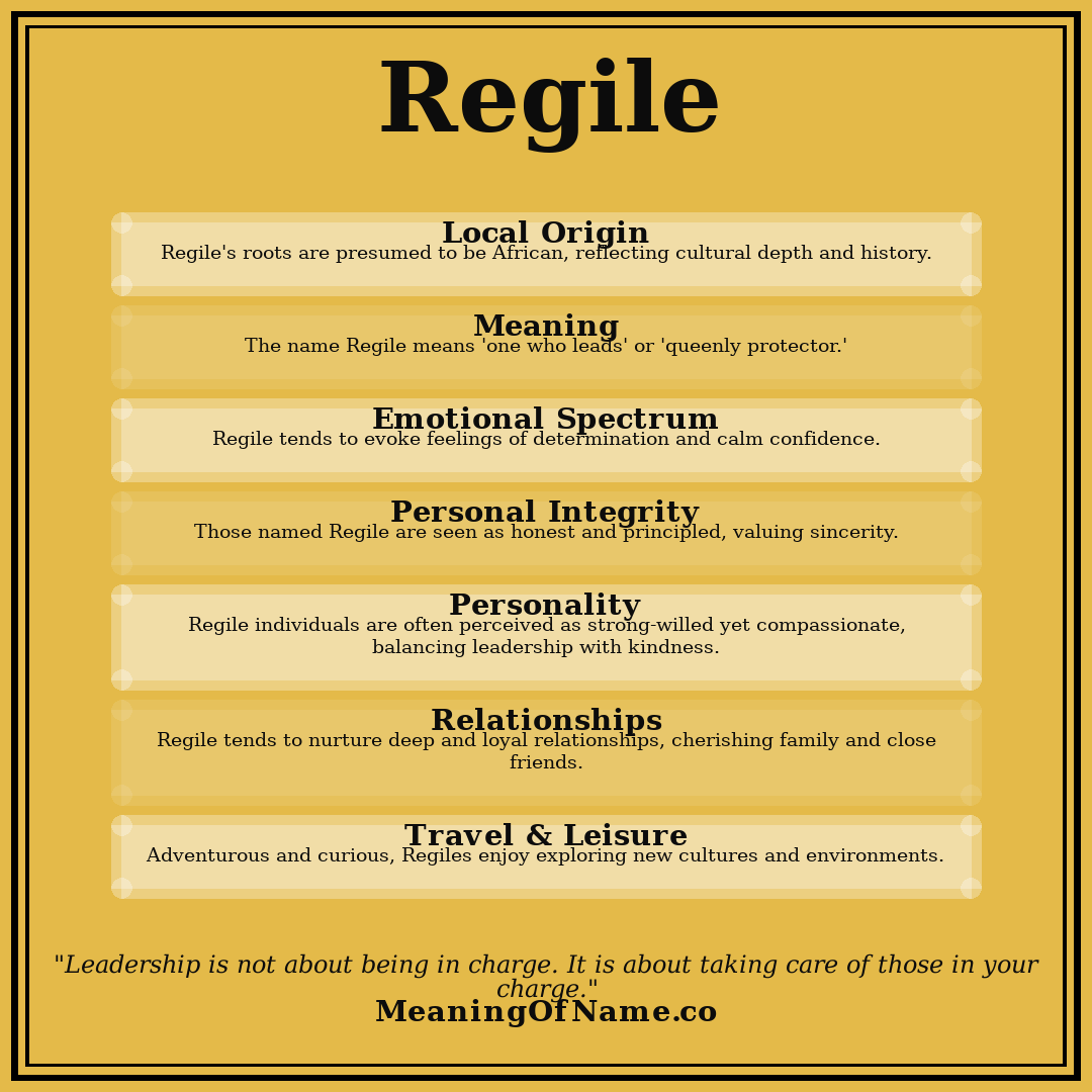 Regile name meaning poster