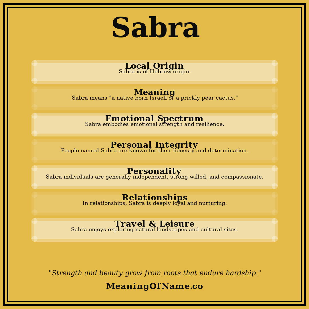 Sabra name meaning poster