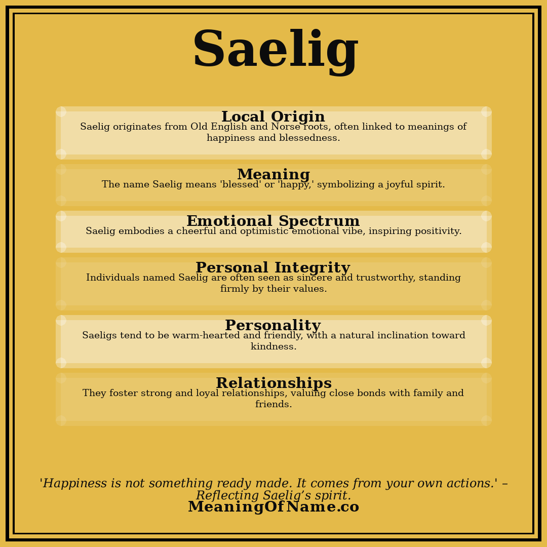 Saelig name meaning poster