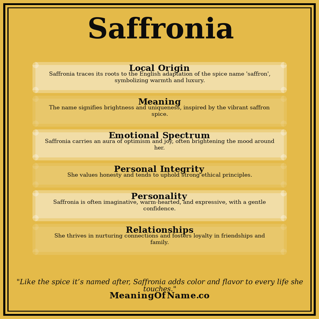 Saffronia name meaning poster