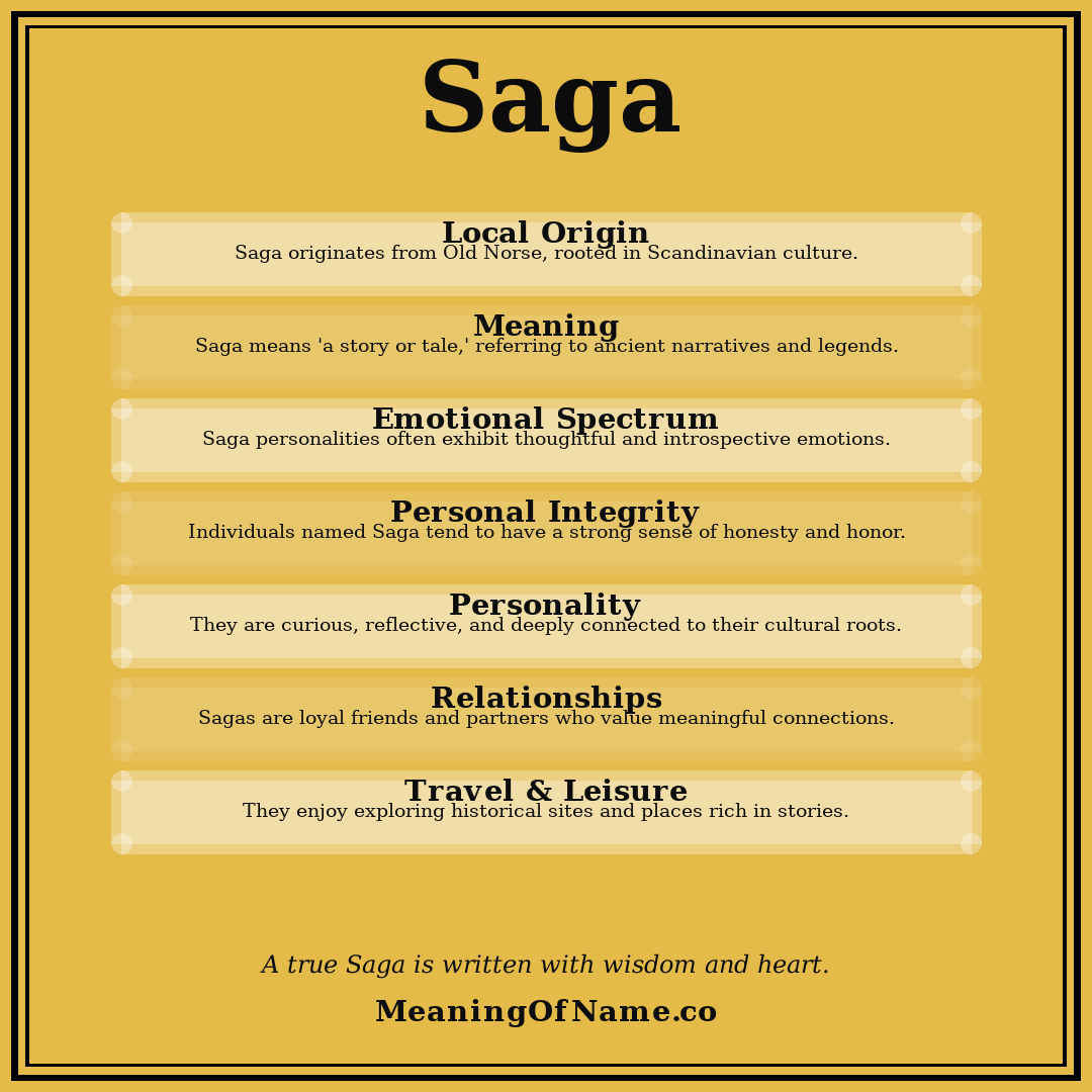 Saga name meaning poster