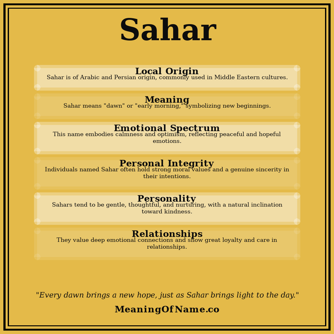 Sahar name meaning poster