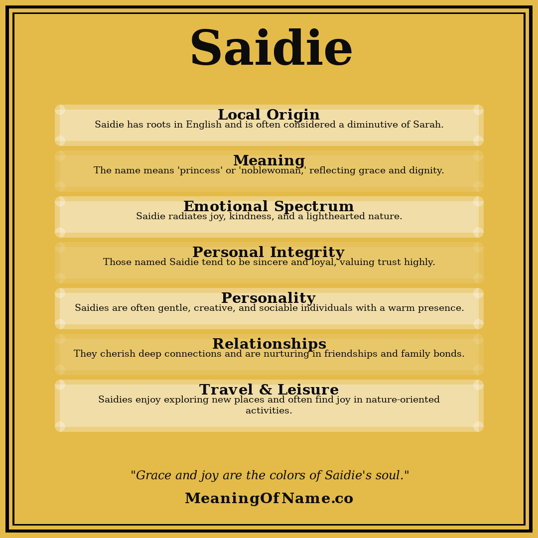 Saidie name meaning poster