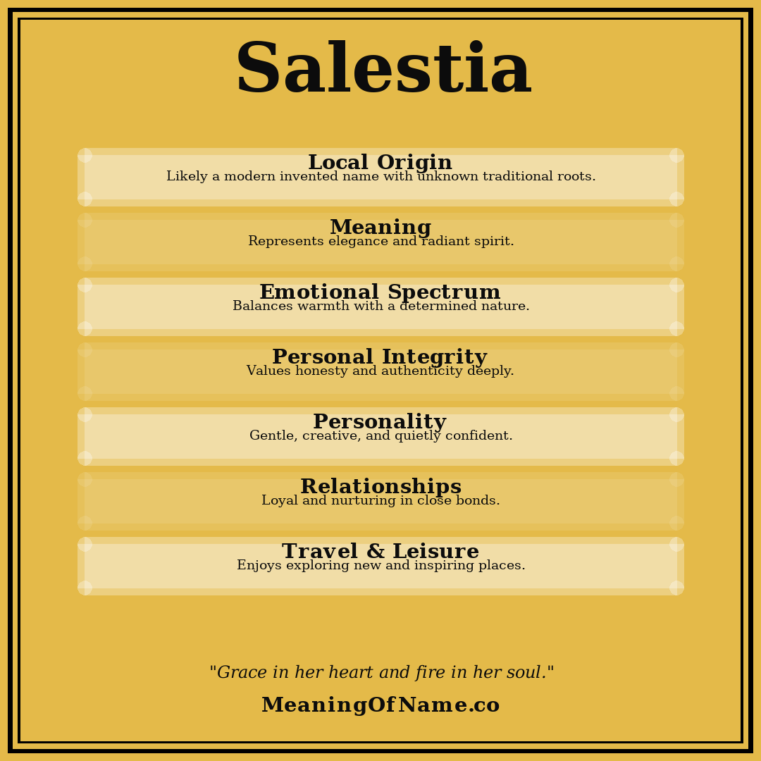 Salestia name meaning poster