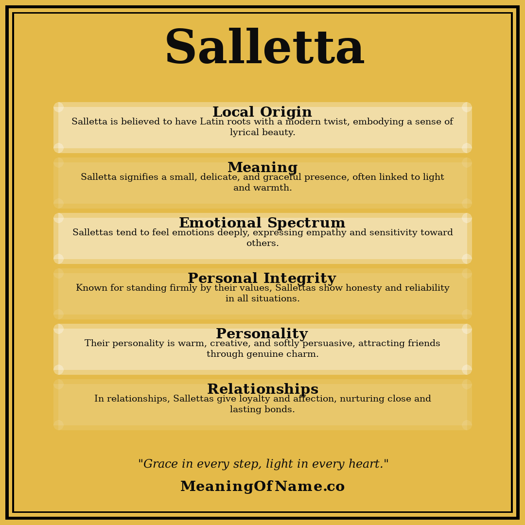 Salletta name meaning poster