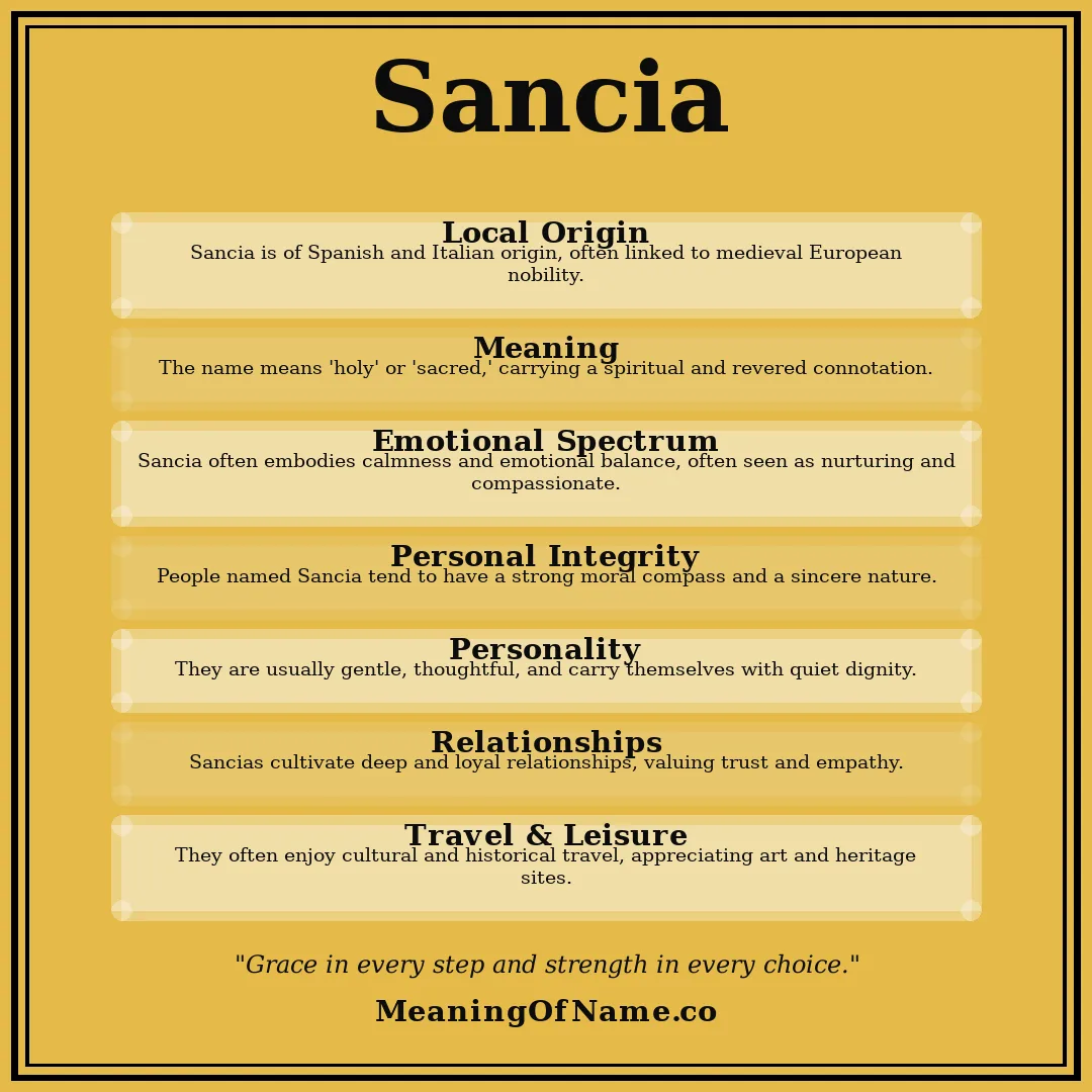 Sancia name meaning poster