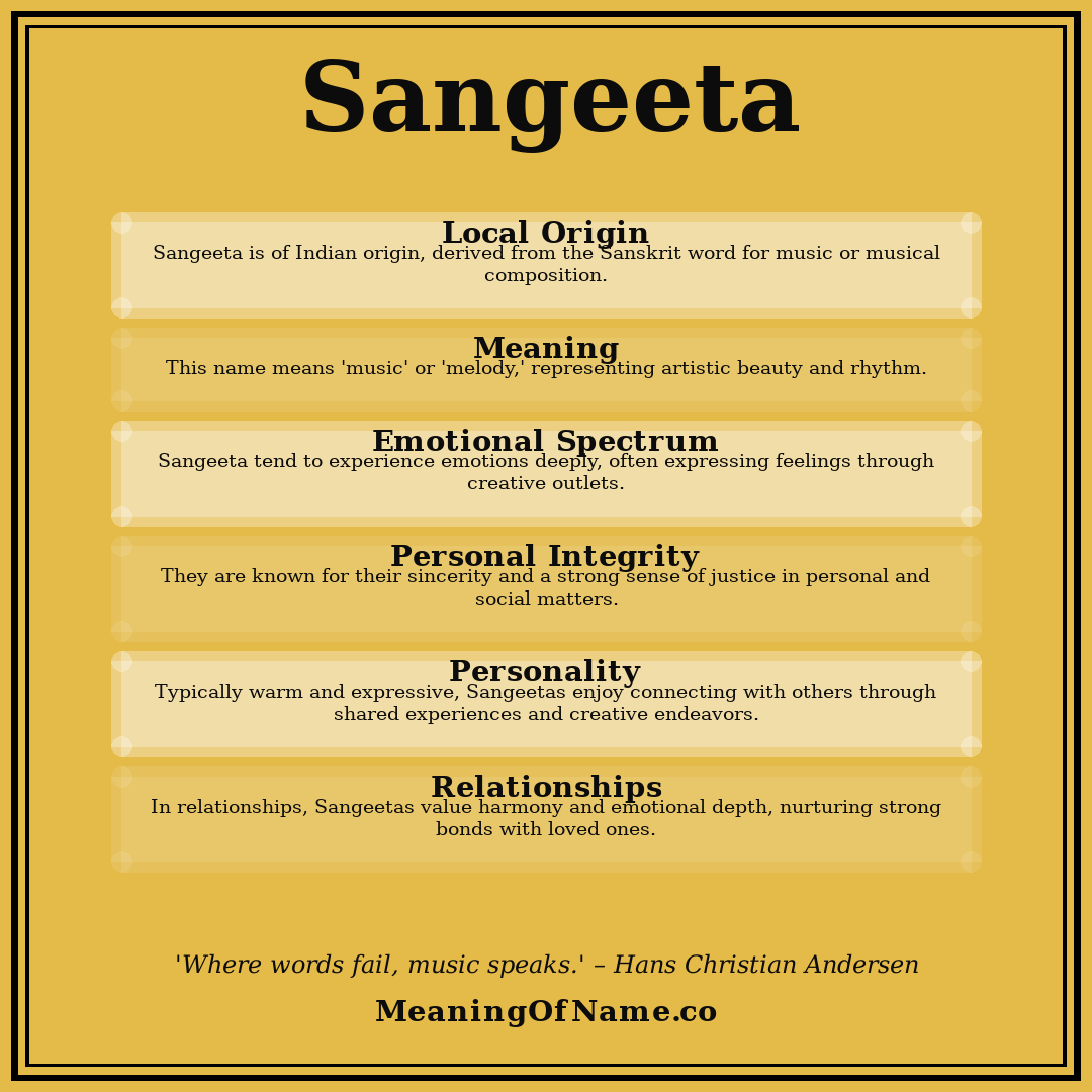 Sangeeta name meaning poster
