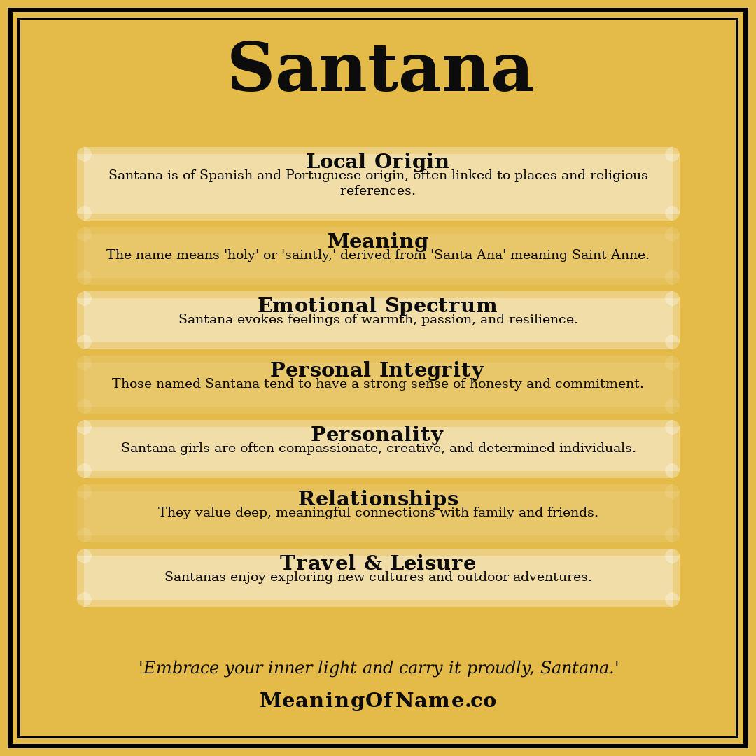 Santana name meaning poster