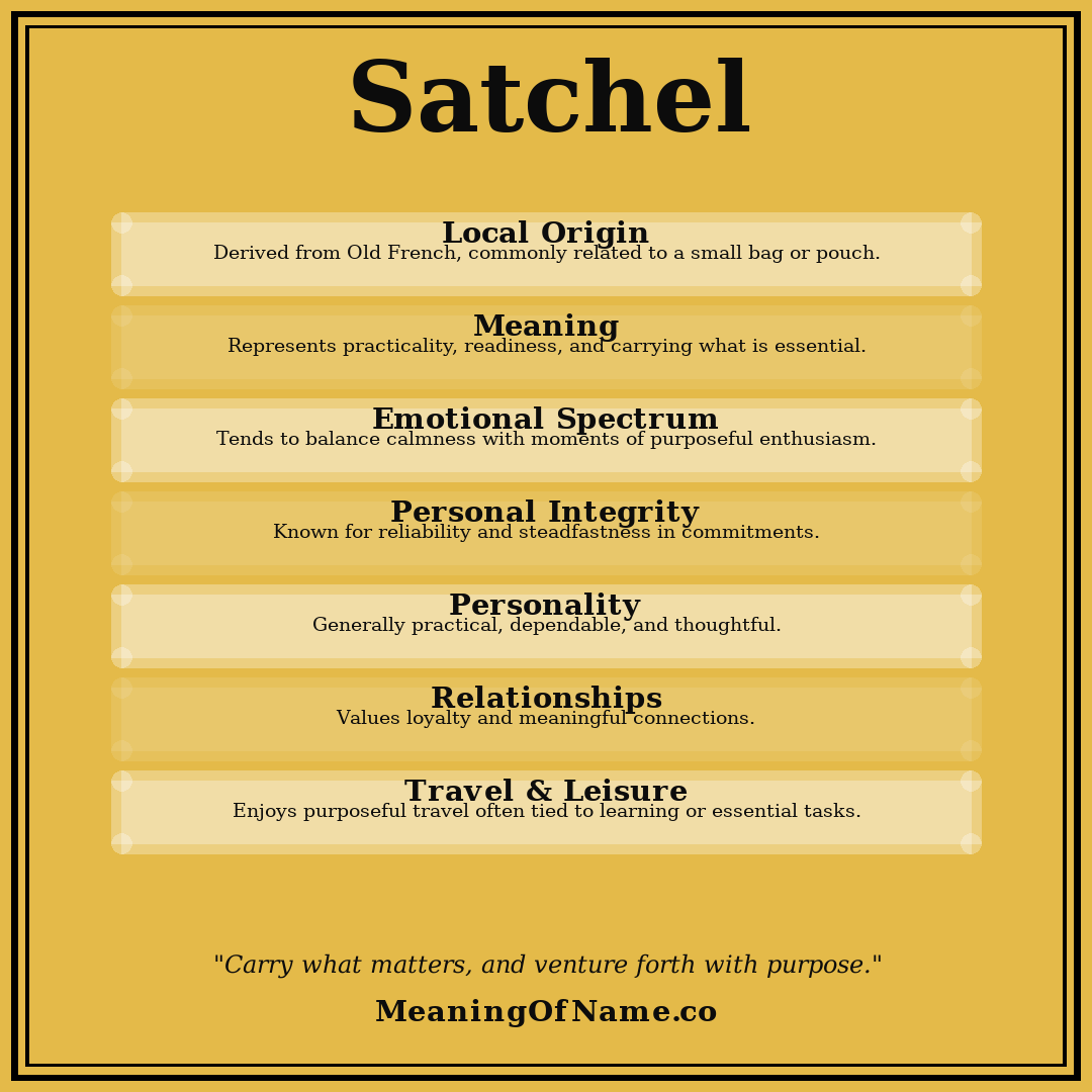 Satchel name meaning poster