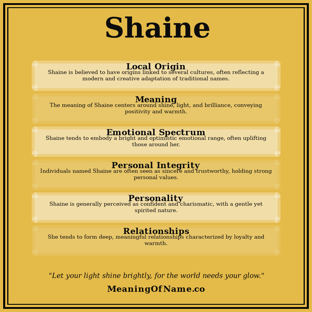 Shaine name meaning poster