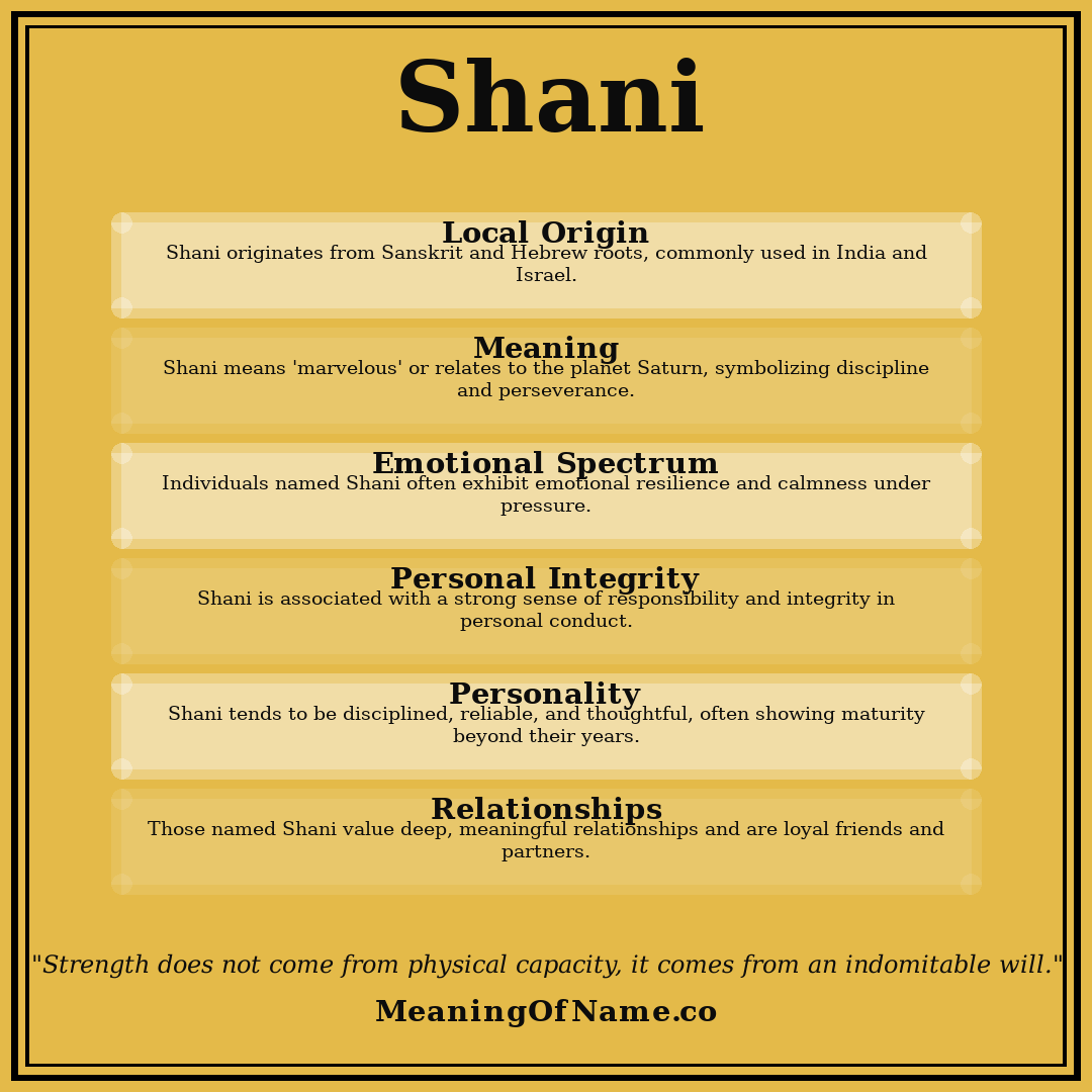 Shani name meaning poster